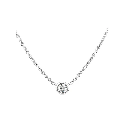 Diamond Serendipity Single Stone Necklace In Sterling Silver