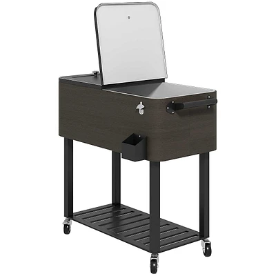 67-qt Patio Cooler Cart With Shelf, Rolling Ice Chest