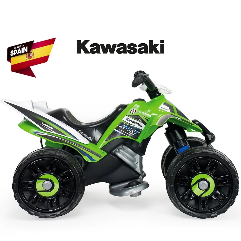 Officially Licensed & Certified INJUSA Kawasaki Sport Edition 12V Toddlers' & Kids' Ride-on ATV w/ Oversized Wheels, Progressive Acceleration