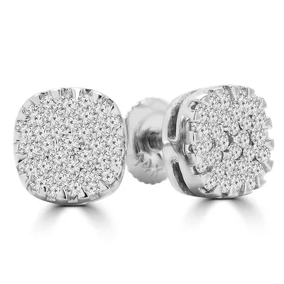0.23 Ct Round Vs1 F Diamond Cluster Earrings 14k White Gold