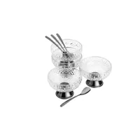 Lys Collection Crystal Dessert Bowls With Spoons Set Of 4