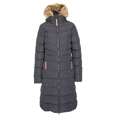Womens Jacket Longer Length Padded Casual Coat Fur Trim Audrey