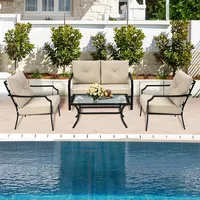 4 Pcs Patio Furniture Set Cushion Sofa Loveseat Sectional Garden Deck Poolside
