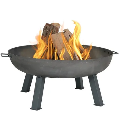 Cast Iron Round Fire Pit Bowl With Metal Handles
