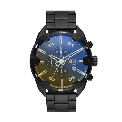 Men's Spiked Chronograph, Black-tone Stainless Steel Watch