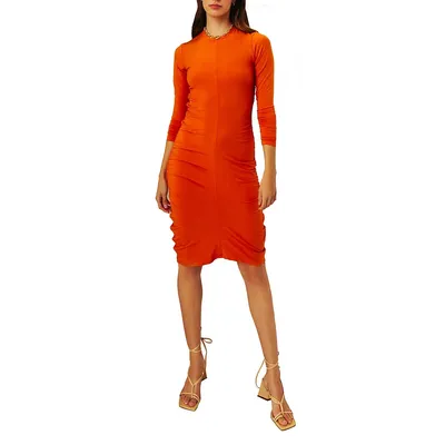 Orange Ruched Dress