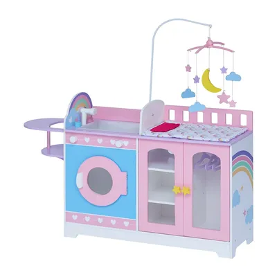 Teamson Kids 6 In 1 Baby Doll Changing Station & Storage Playset Roleplay Toy Pink