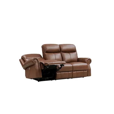 Royce 87 In. Power Headrest Zero Gravity Reclining Leather Sofa