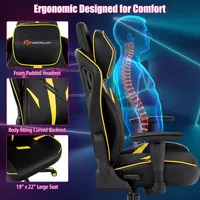 Gaming Chair 360° Swivel Computer Reclining Height Adjustable 2d Armrest Yellow