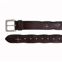 35mm Genuine Leather Worn Edge With Stud Detail Belt