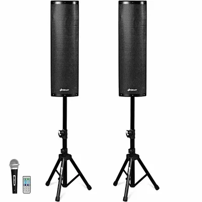 2000w Set Of 2 Bi-amplified Speakers Pa System W/ 3-channel & Stands