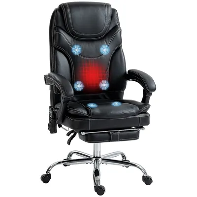 Pu Leather Massage Office Chair With Heat, Reclining