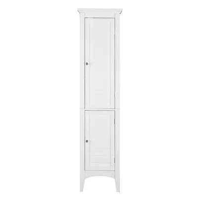 Teamson Home Tall Wooden Bathroom Cabinet 2 Doors Storage Shelves White