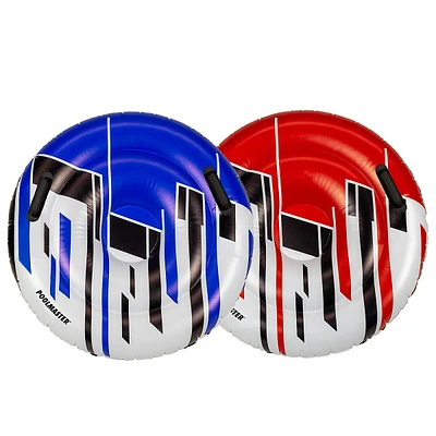 Set Of 2 Red And Blue Racing Saucers Inflatable Swimming Pool Floats, 28.5"d