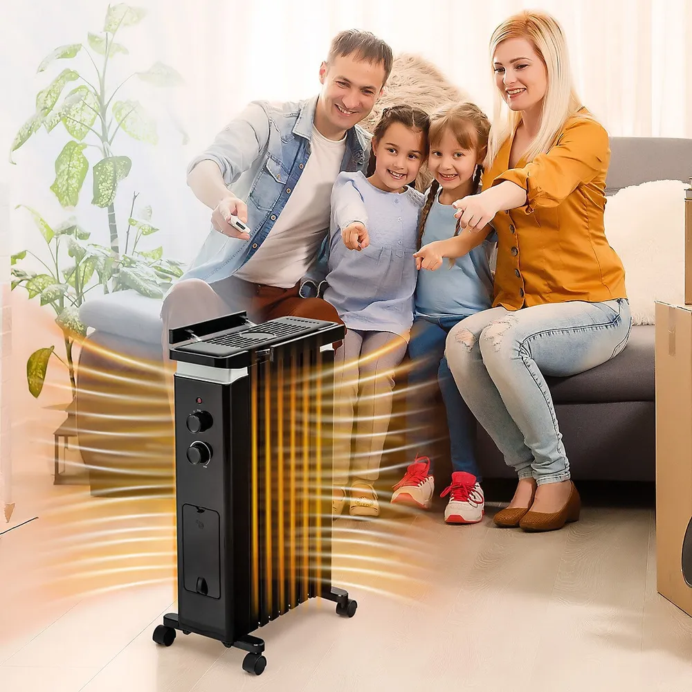 Costway 1500w Oil Filled Radiator Heater Electric Space W/ Heat Settings  Whiteblack | Kingsway Mall