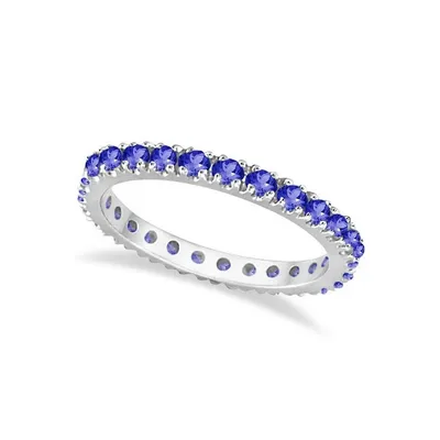 Tanzanite Eternity Stackable Ring Band 14k White Gold (0.75ct)