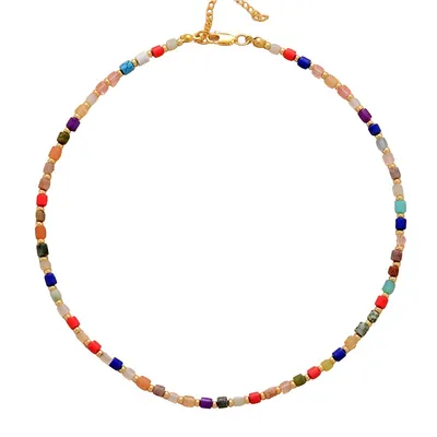 Colorful Stone Beaded Choker Necklace