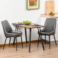 Set Of 2 Retro Pu Leather Dining Chair