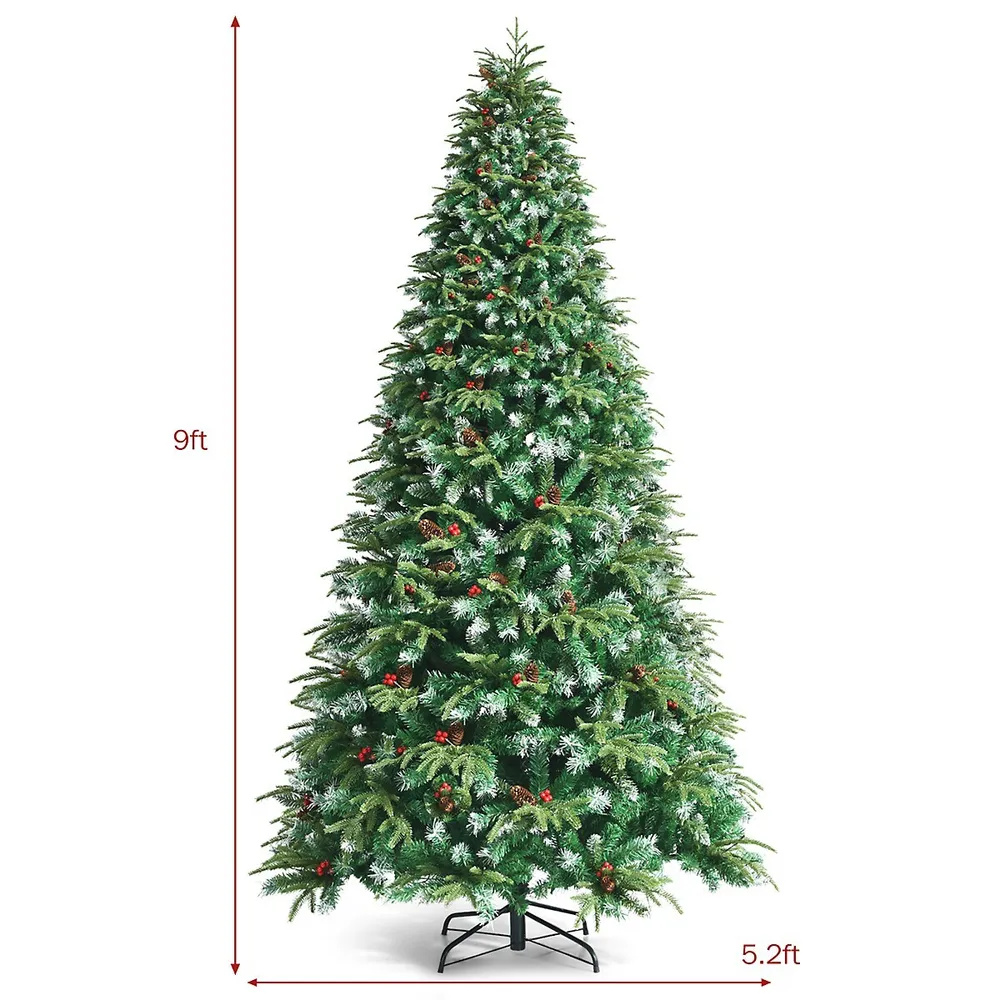 Costway 6FT Pre-Lit Hinged Christmas Tree Snow Flocked w/9 Modes