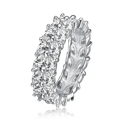Sterling Silver White Gold Plating With Clear Cubic Zirconia Band Ring