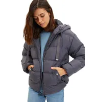 Women Basic Oversize Inflatable Hood Woven Jacket