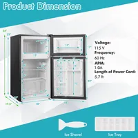 3.2 Cu.ft Mini Refrigerator With Freezer Compact Fridge With 2 Reversible Door