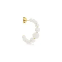 Huggie Earrings With Cultured Freshwater Pearls In 10kt Yellow Gold