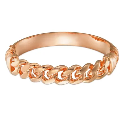 18kt Gold Plated Rose Link Top Hinged Bangle