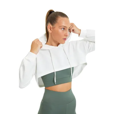 Women Sportswear Oversize Basic Hood Knitted Sweatshirt