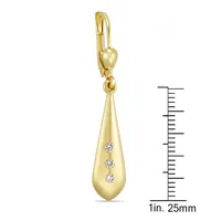 10kt Bonded On Sterling Silver Diamond Cut Tear Drop With Cubics On Lever Back Earring