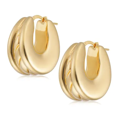 18kt Gold Plated Oval Electroform Hoop Earring