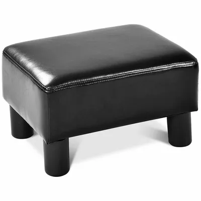 Small Ottoman Footrest Pu Leather Footstool Rectangular Seat Stool