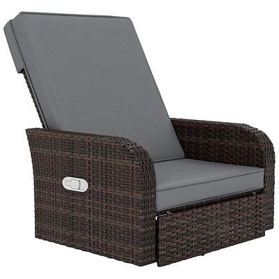 Wicker Swivel Chair W/ Cushion, Patio Recliner