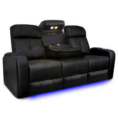 Verona Top Grain Nappa Leather Power Headrest Recliner With Ambient Led Lighting And Dropdown Center Console