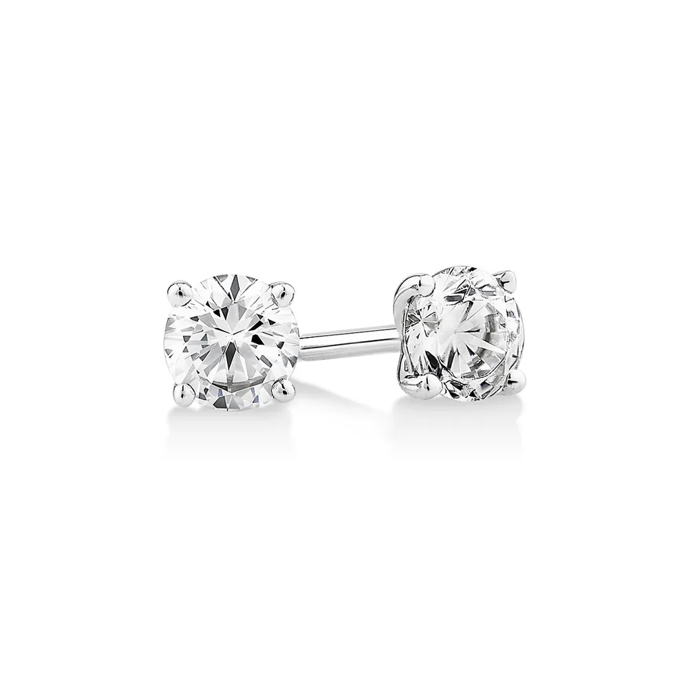 Certified Carat Tw Diamond Solitaire Stud Earrings In 18kt White Gold