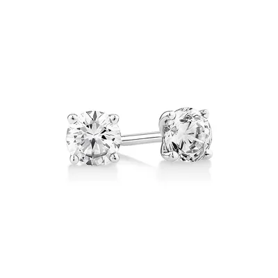 Certified 0.50 Carat Tw Diamond Solitaire Stud Earrings In 18kt White Gold