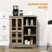 Modern Sideboard Buffet Cabinet With Sliding Glass Door