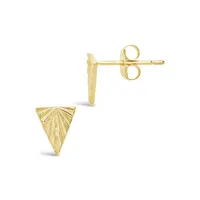 14k Gold Textured Triangle Stud Earrings