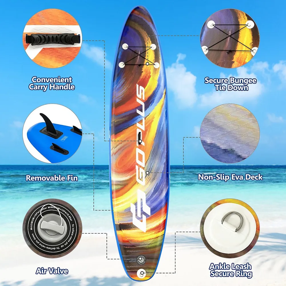 10.5'11' Inflatable Stand Up Paddle Board Sup Surfboard W/ Aluminum