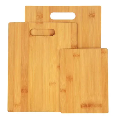 Set Of 3 Bamboo Cutting Board Set, Food Prep Premium Non-slip Kitchen Chopping Board