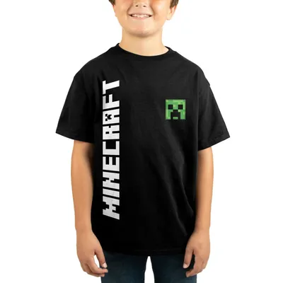Minecraft Logo Creeper Kids Black T-shirt