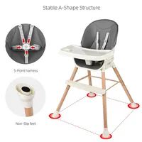 4 in 1 Baby High Chair, Toddler Chair Infant Dining Booster High Stool with 5-Point Seat Belt and Removable 3-Position Tray