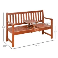 Wooden Garden Bench With Pullout Middle Table