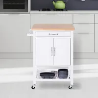 Rubberwood Top Kitchen Island With Towel Rack