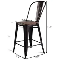 2 Pc Metal Wood Counter Stool Kitchen Dining Bar Chairs