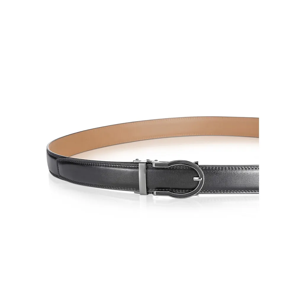 Arch Buckle Leather Belt - Metallic Gold, BeltBe