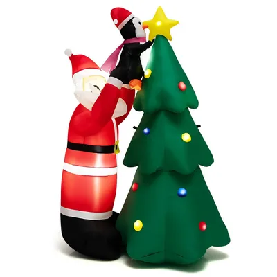 6 Ft Inflatable Christmas Tree & Santa Claus W/ Leds & Air Blower
