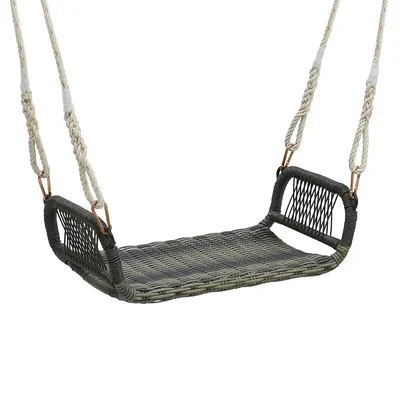 Wicker Porch Swing Curved Rattan Swing Seat With Cozy Armrests For Front Porch