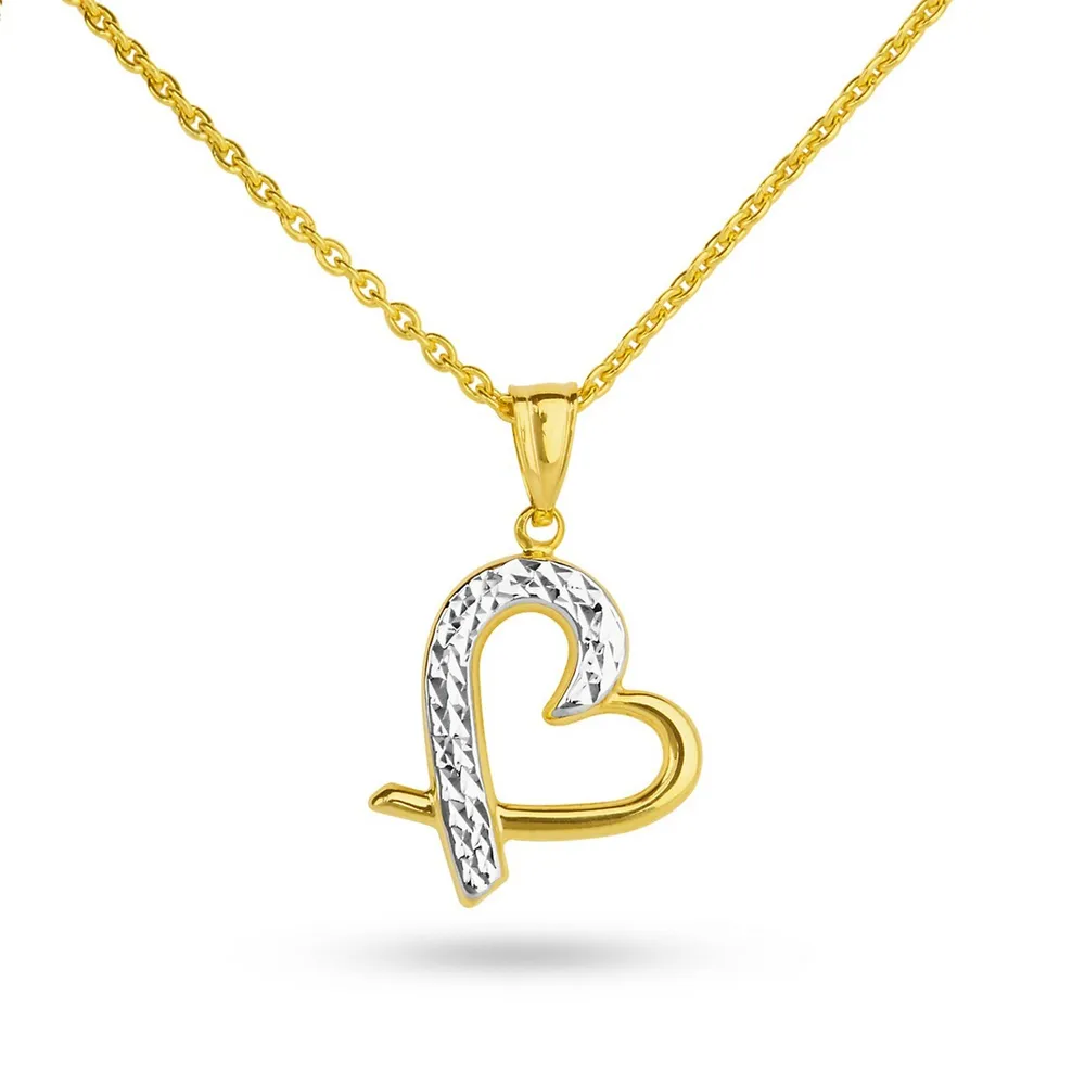 10kt Bonded On Sterling Silver Chain With Silver Bonded Heart Necklace