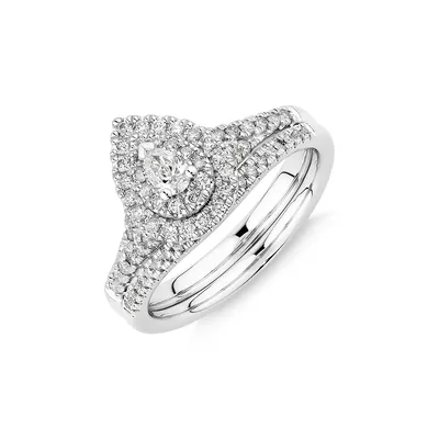 Bridal Set With 0.60 Carat Tw Of Diamonds In 14kt White Gold
